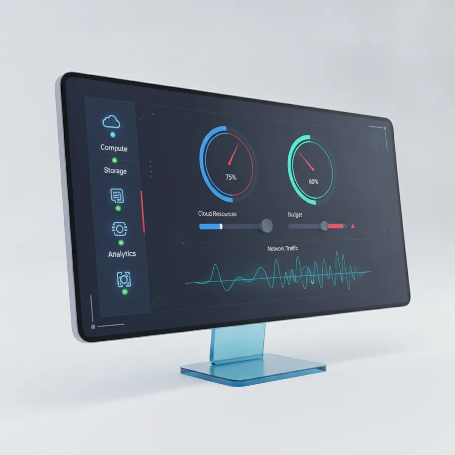Console de gestion d'un serveur cloud avec suivi des ressources